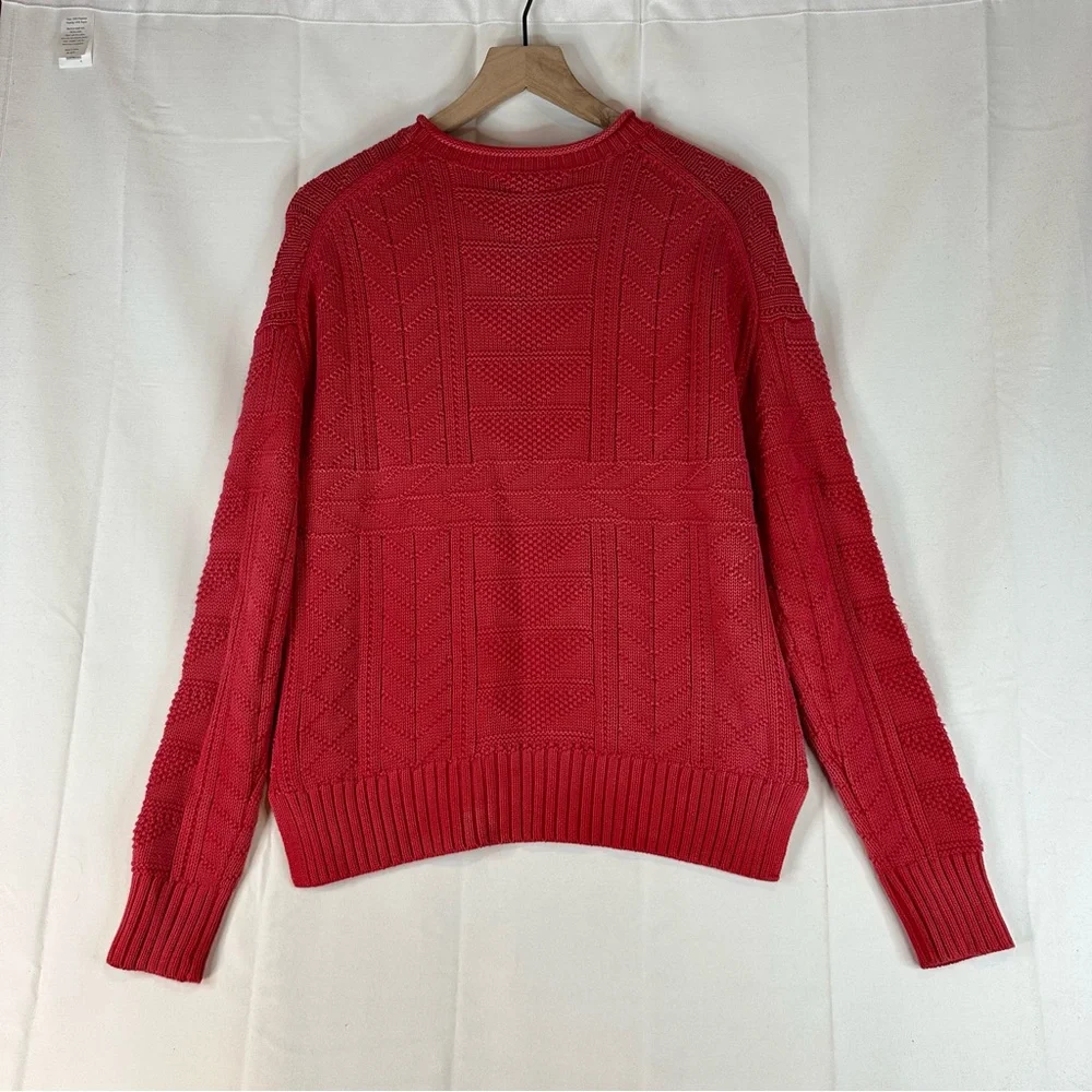 POLO RALPH LAUREN Men’s Size M Sweater Crew Neck Cotton Pullover Red Cable Knit